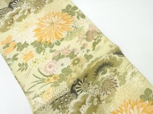 アンティーク　花車模様織出し丸帯（材料）